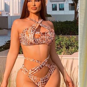 Brand New Fashion Nova 2 Piece Brown/Combo Bikini